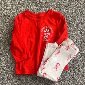 Cat & Jack Red Merry & Bright Shirt with White Candy Cane Pants